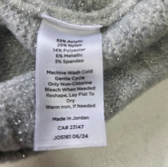 Talbots Petite LP Gray Metallic Fair Isle Turtleneck Sweater Cozy Winter Knit - Picture 4 of 5